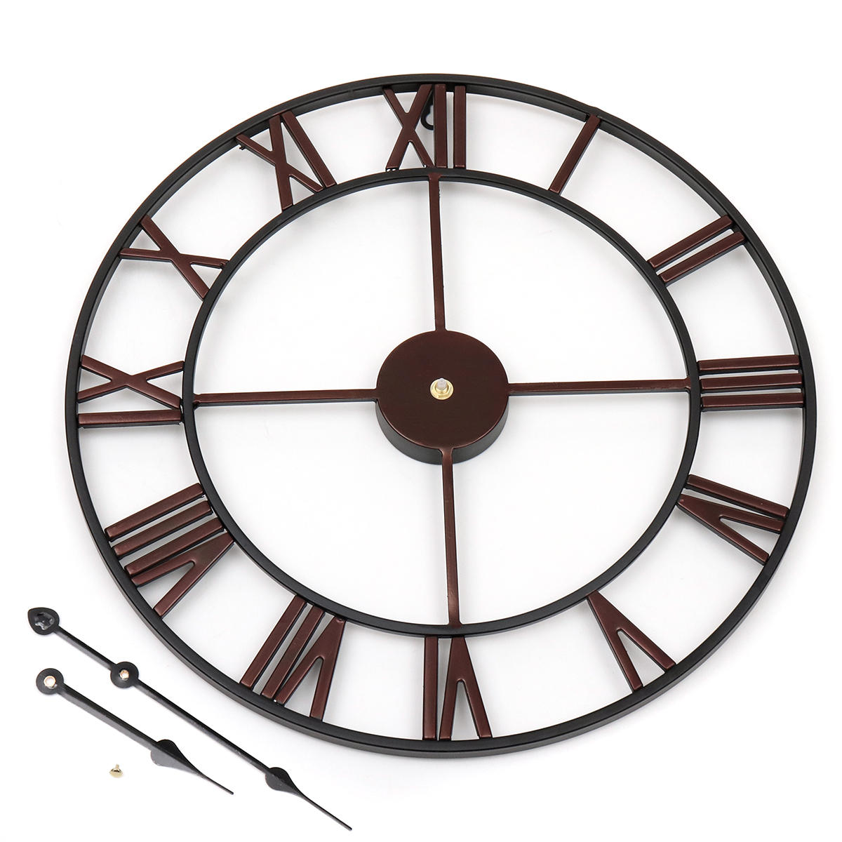 45cm Large Wall Clock Big Roman Numerals Giant Open Face Metal For Home Outdoor Garden