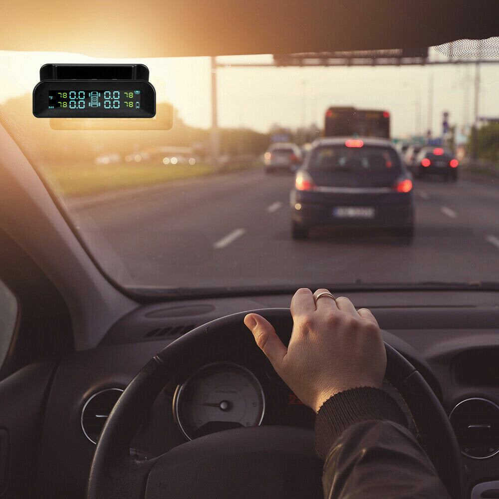 LCD Screen 4 Sensors Car Tire Pressure Solar Real-time Monitoring System