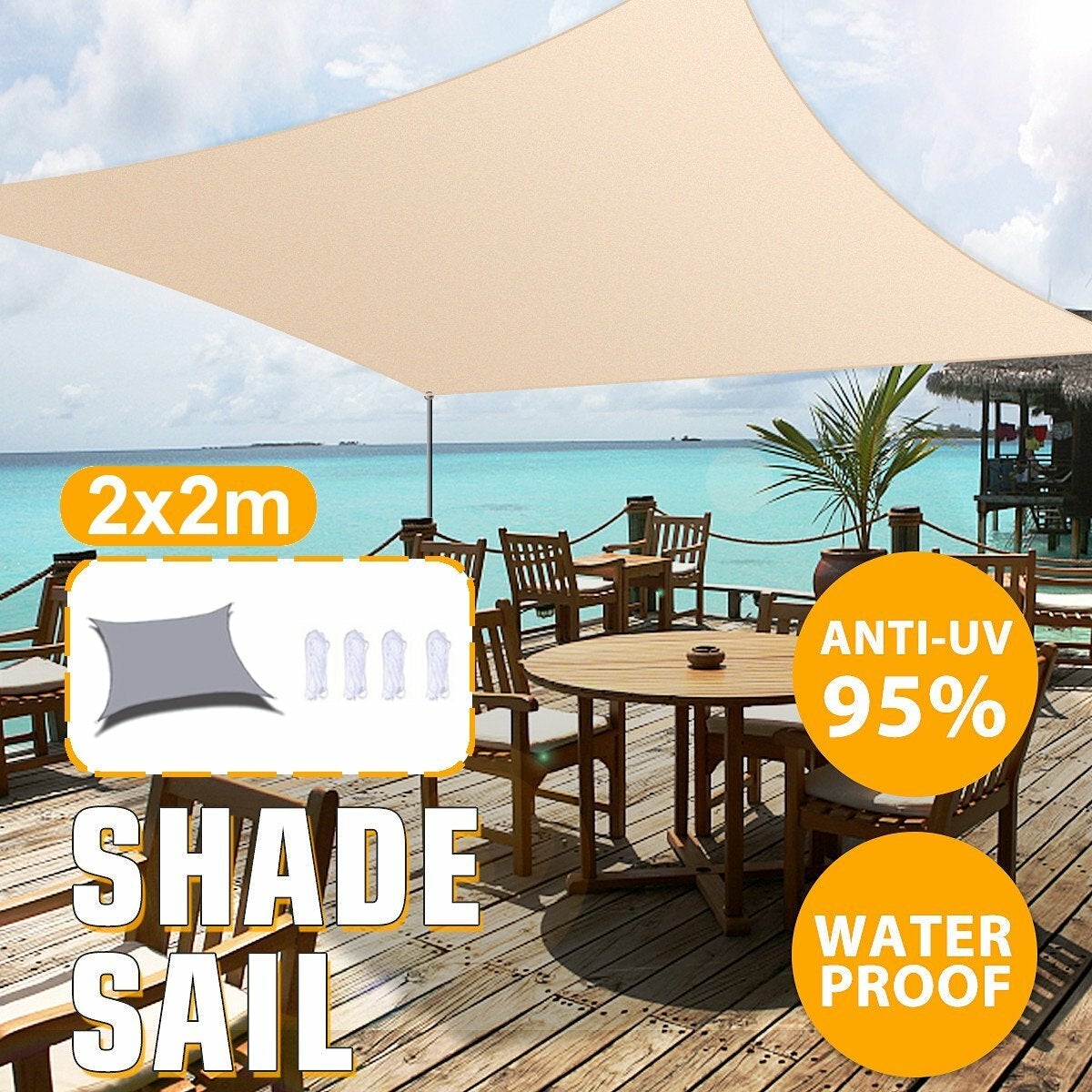 Sun Shade Sail Garden Patio Sunscreen Awning Canopy Screen 98% UV Block Greenbay