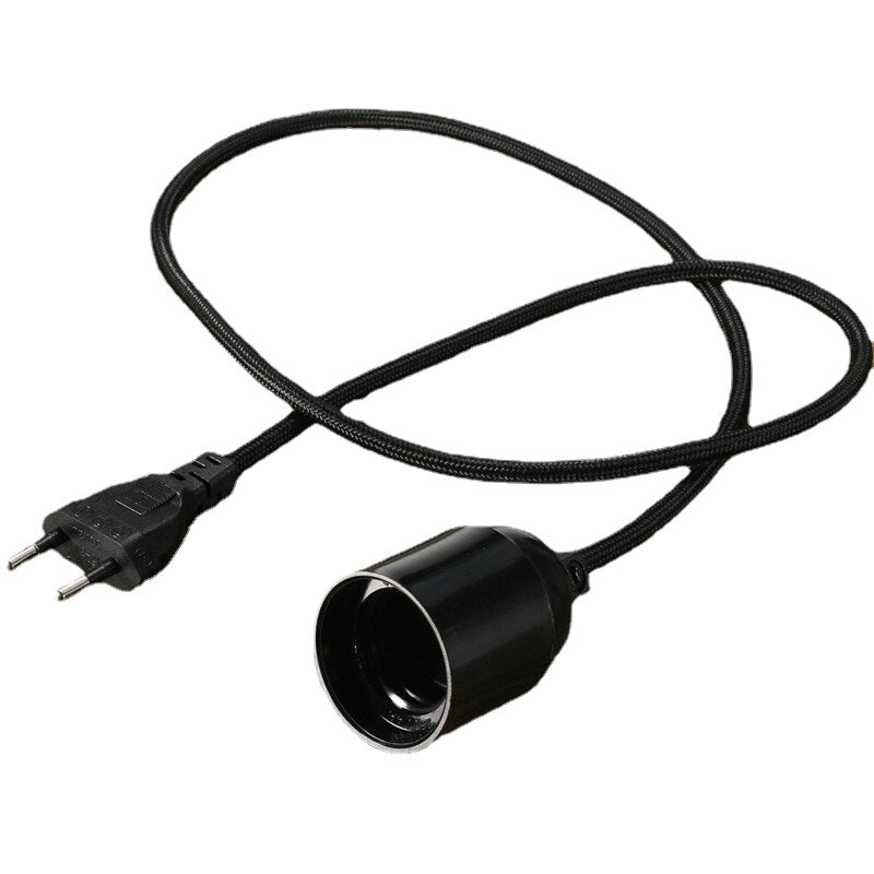 Fabric Cable Pendant Lamp Vintage Industrial Filament Light Bulb Holder Base 110V-240V