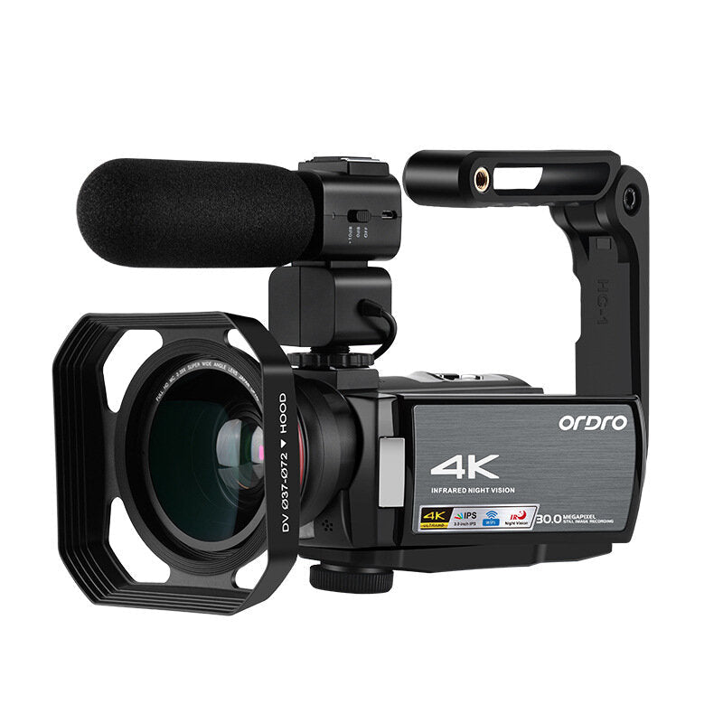 Digital Camcorder HD 4K 3 inch IPS Touch Screen Vlog DV Camera IR Night Vision 2.4G WIFI 16X Digital Zoom with Microphone