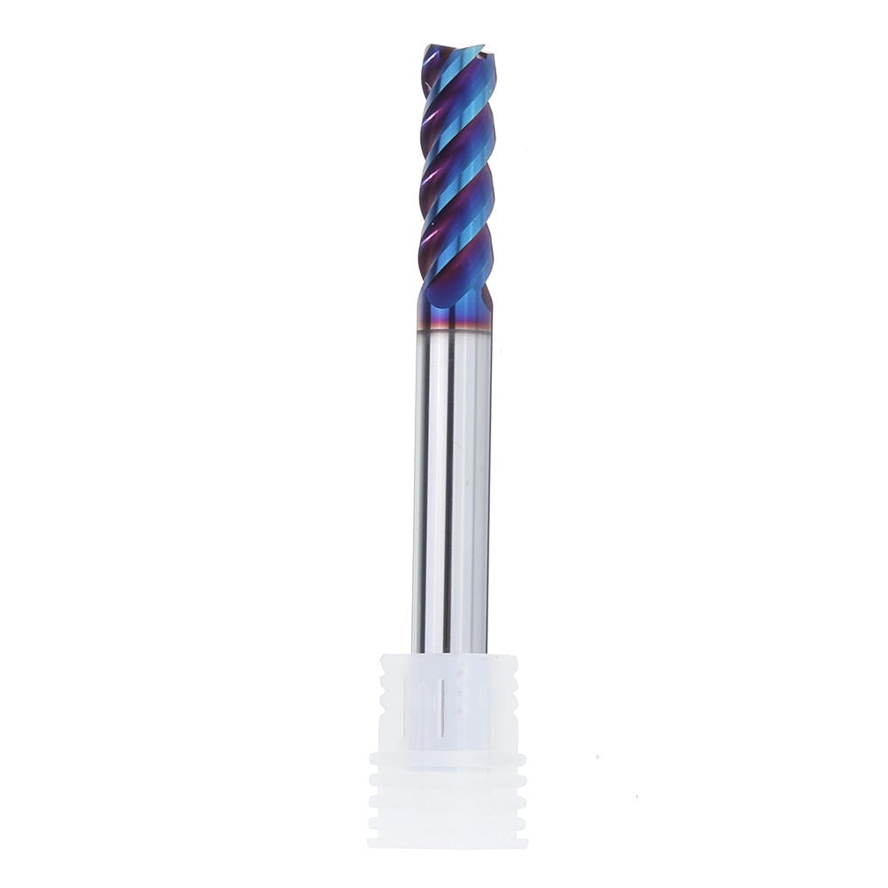D4/5/6/8/10mm HRC60 4 Flutes L75mm Blue NACO Coated Tungsten Carbide Milling Cutter CNC Tool