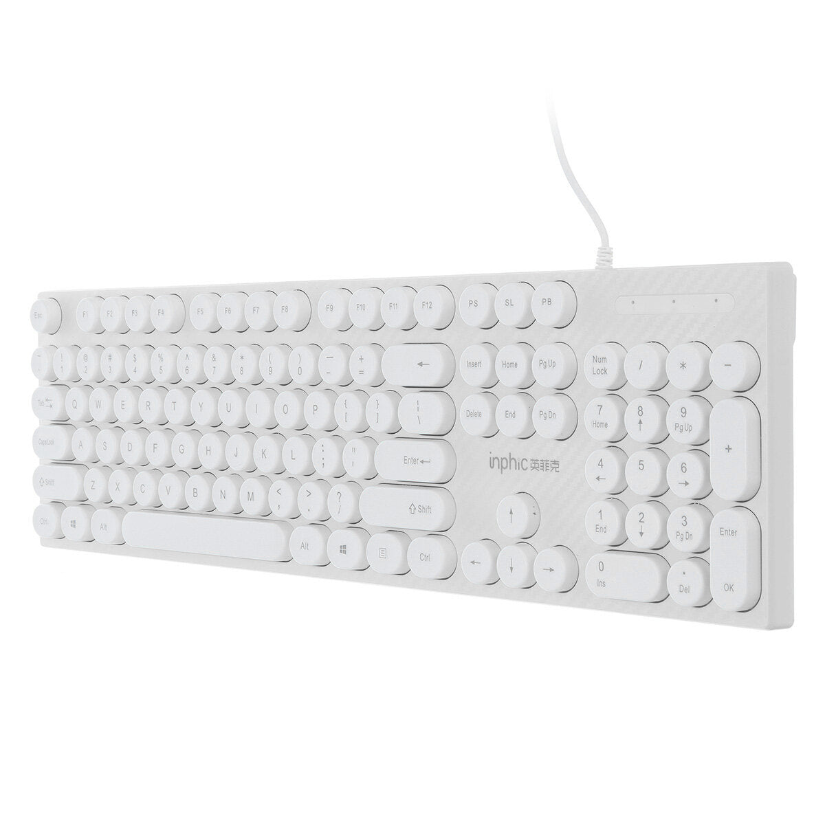 104 Keys Computer Keyboard USB Wired Punk Round Keycaps Mechanical Feeling Gaming Keyboard