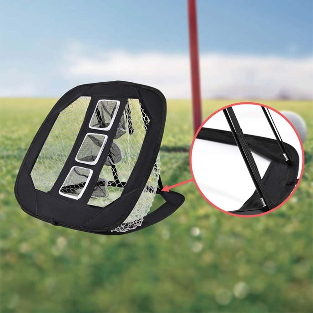 Foldable Portable Golf Chipping Net Indoor Outdoor Target Practice Accuracy Swing Hitting Nets With 3 Different Heights Net Pockets