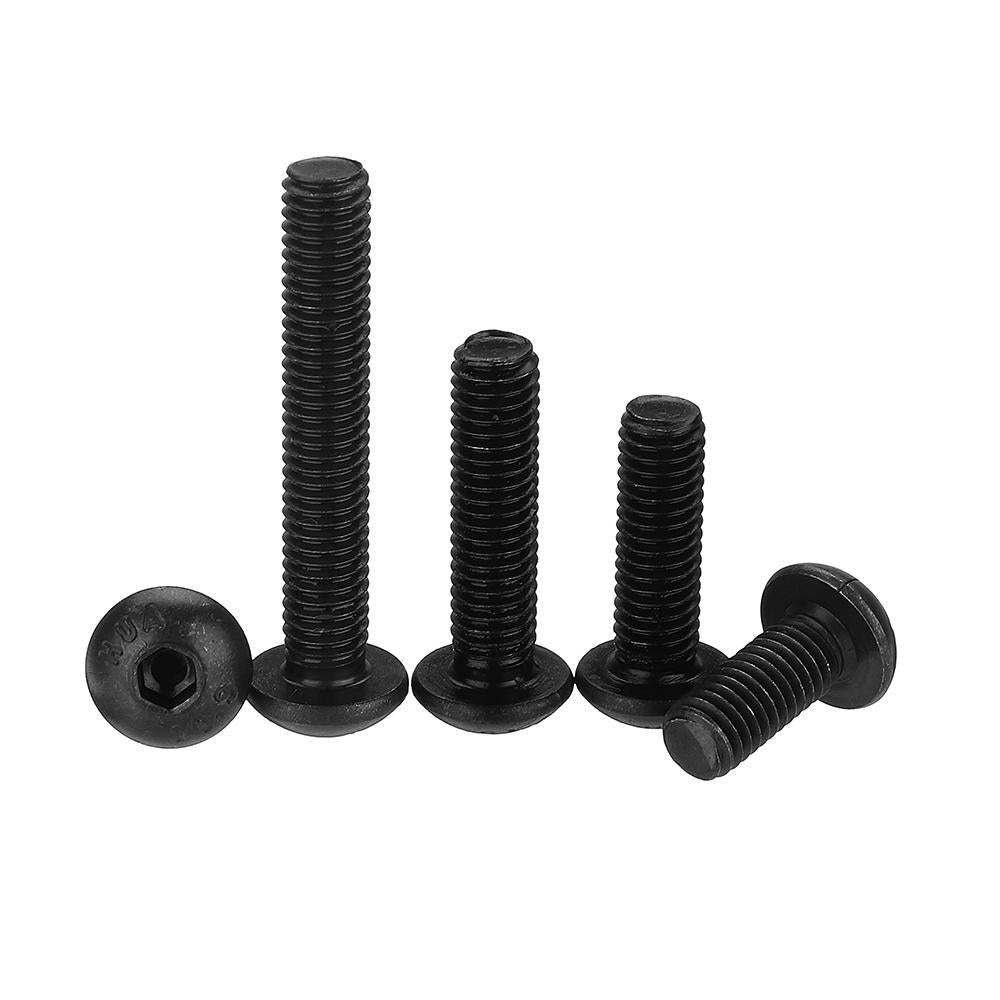 140Pcs M5 10.9 Grade Carbon Steel Hex Socket Button Round Head Screw Bolt Assortment