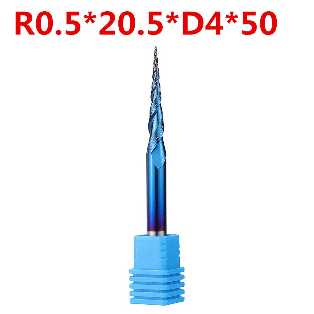 NACO-blue R0.25/ R0.5/ R0.75/ R1.0 *20.5*D4*50 2 Flutes Ball Nose Milling Cutter