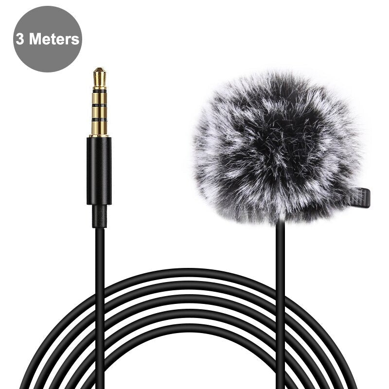 3.5mm Wired Microphone 3M Lavalier Omnidirectional Condenser Mic Recording Vlogging Video