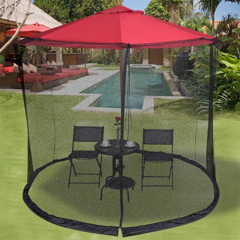 Parasol Mosquito Net Cover Outdoor Garden Umbrella Table Screen Bug Netting
