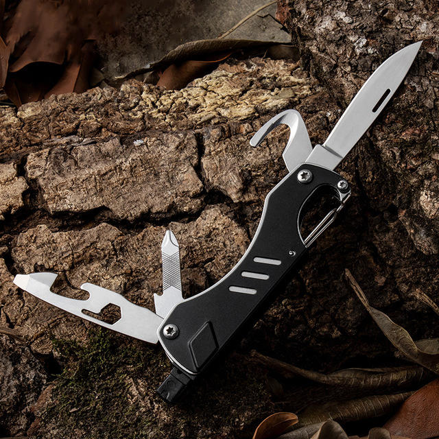 10 IN 1 55mm Steel Outdoor Survival Multifunctional Tools Screwdriver Bottle Opener Folding Knife