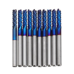 10pcs 3.175mm Blue NACO Coated PCB Bits Carbide Engraving Milling Cutter For CNC Tool Rotary Burrs
