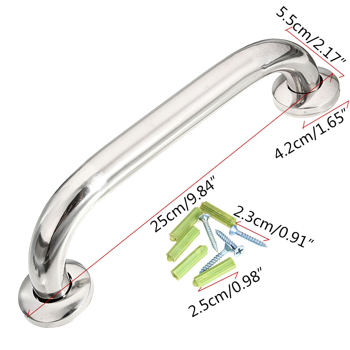 Stainless Steel Safety Bath Bathroom Shower Tub Hand Grips Grab Bar Handle 25cm