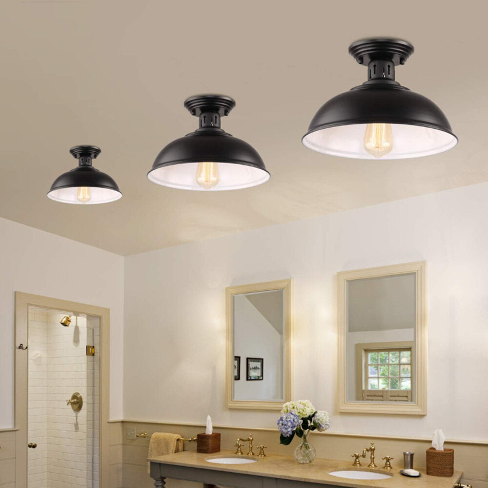 Semi Flush Mount Ceiling Light Fixture Farmhouse Black Close to Ceiling Lighting Industrial Decor Lamp