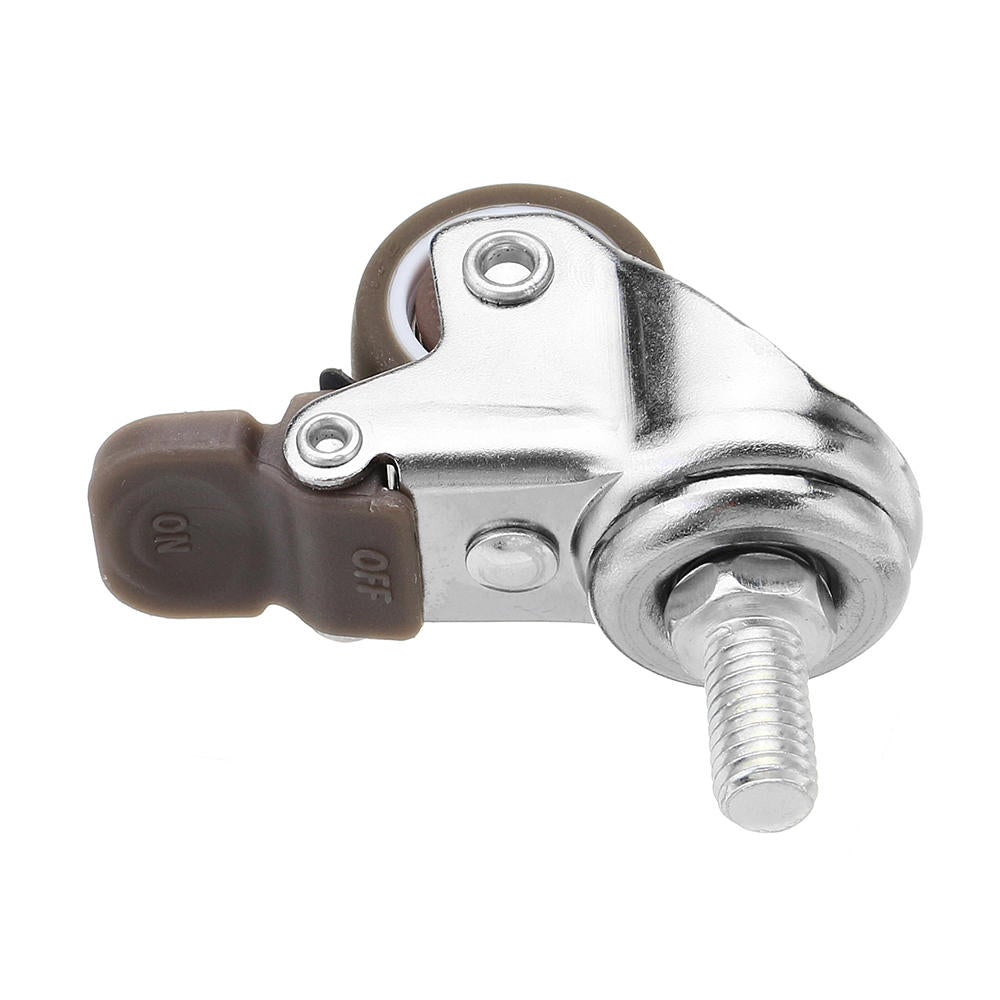 4pcs 1 Inch M8x15mm TPE Silent Wheels with Brake Universal Casters Wheel for Furniture