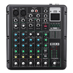 6 Channel Bluetooth DJ HD Mic Audio Mixer Control LED Digital Display Music Stream with USB Interface
