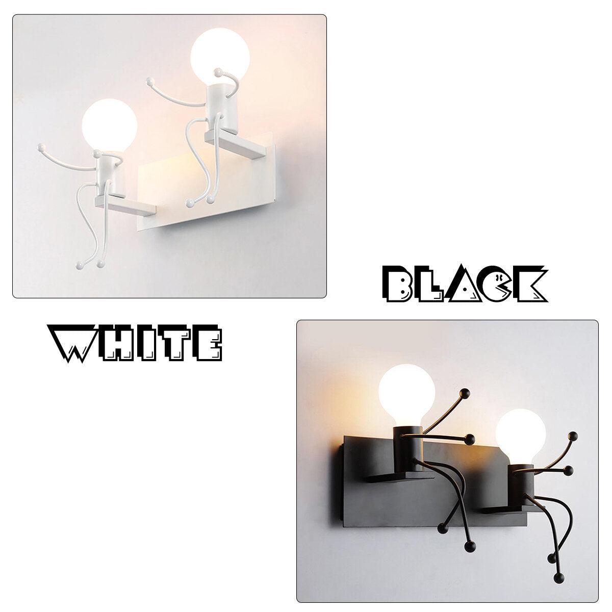 Creative Funny Double Cartoon Robot Iron Led Wall Lamp Wall Light