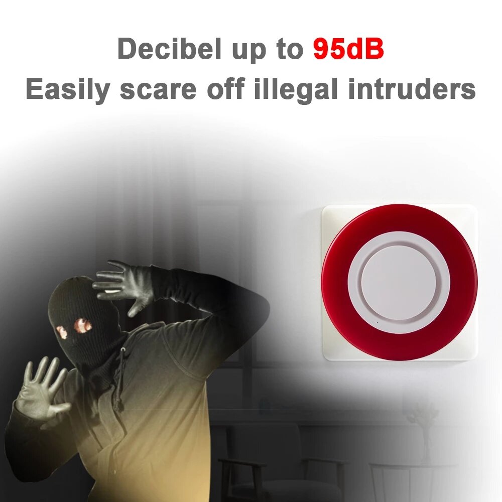 Smart Strobe Flash Sound and Light Alarm Red Light Flash Indoor Home Security Alarm