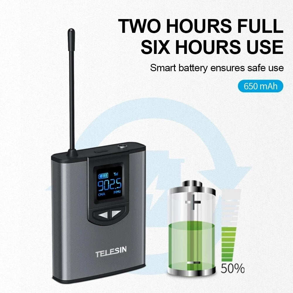 UHF Wireless Lavalier Microphone 50m Mic Handheld + Headset for Live Stream Teaching Recording