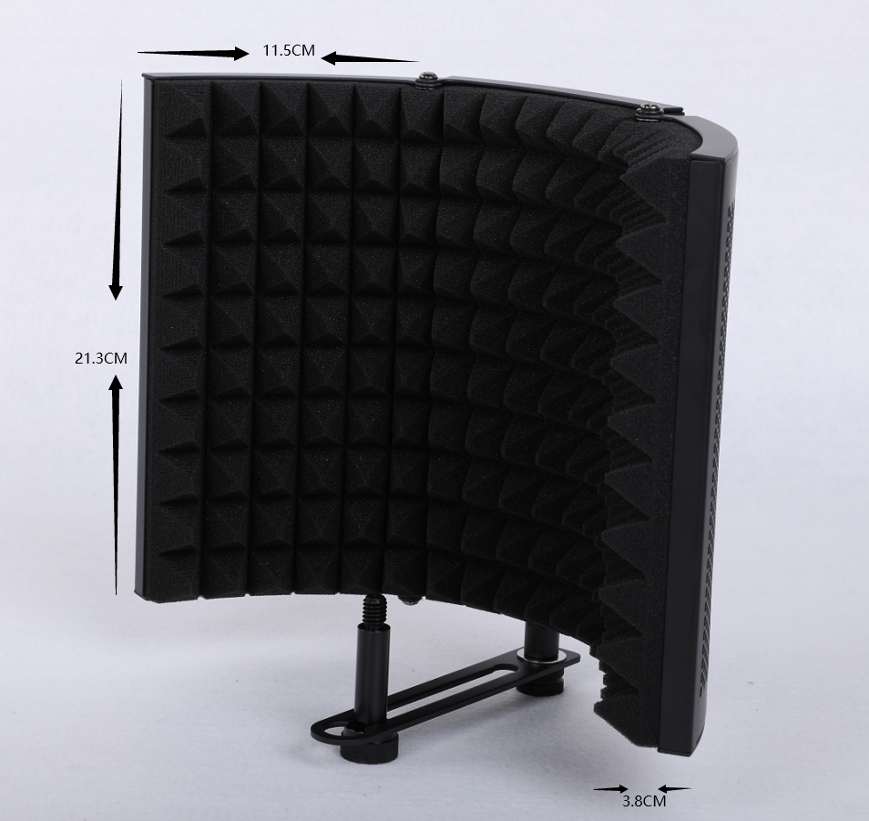 5 Panel Foldable Studio Microphone Isolation Shield Recording Sound Absorber Foam Support Bracket