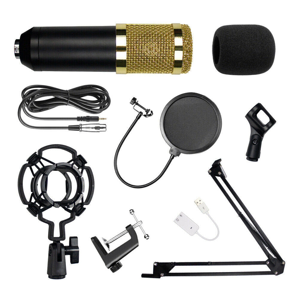 USB Condenser Microphone Computer K Song Wired Set Sound Card Blowout Prevention Net