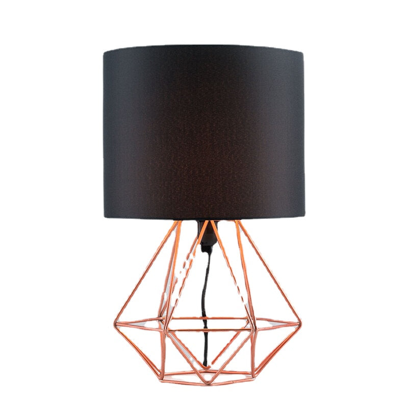 Hollowed Out Modern Desk Lamp Bedroom Bedside Geometric Table Lamp With Shade