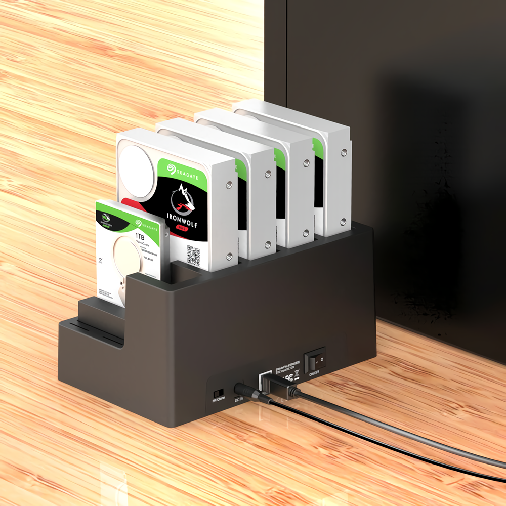 5-Bay SATA Hard Drive Docking Station 2.5"3.5" SSD HDD External Duplicator LED Screen Hard Drive Enclosure Case