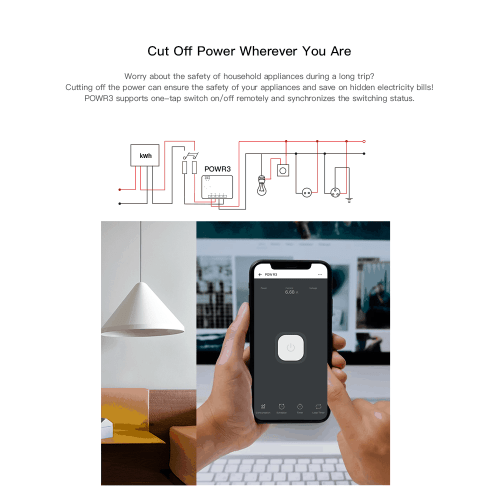 25A Power Metering WiFi Smart Switch Overload Protection Energy Saving Track on eWeLink Voice Control via Alexa