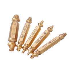 5pcs Double Side Damaged Screw Bolt Extractor Drill Bits Gold Oxide Edition Stripped Screw Removers