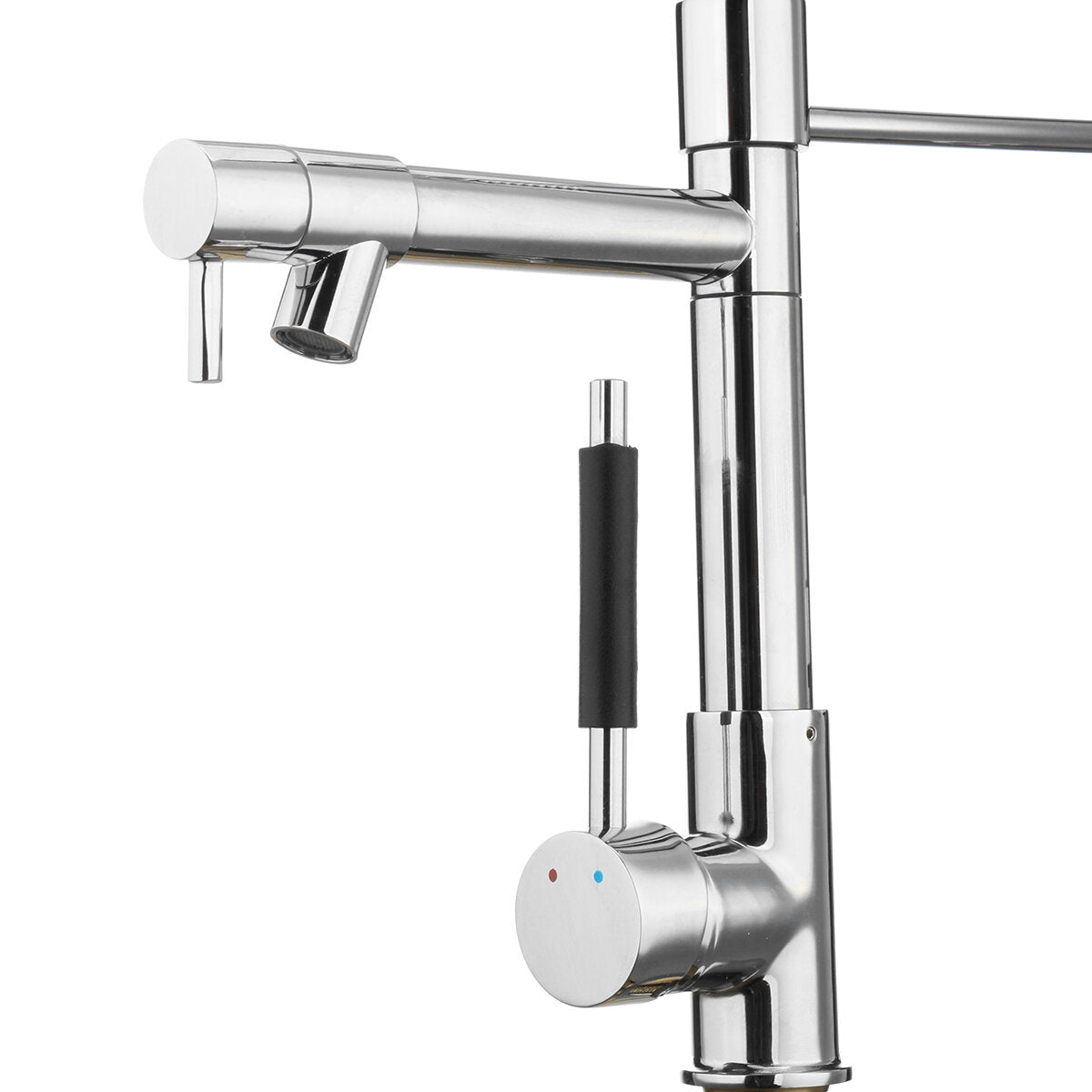 Kitchen Sink Mixer Faucet Pull Out Sparyer Tap 360 Degree Rotation Single Handle Chrome Brass Brushed Collapsible