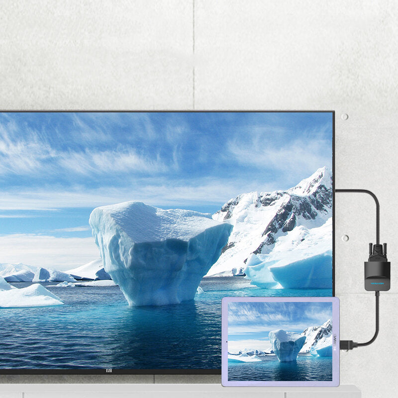 Mini HD to VGA Converter 1080P Video Converter Cable with Audio and Power Supply Interface
