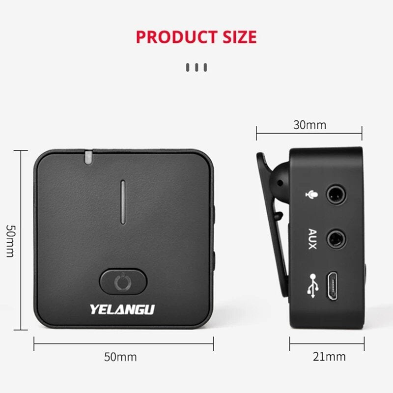 Portable Lavalier Interview Recording Wireless Microphone for Mobilephone PC DSLR Camera