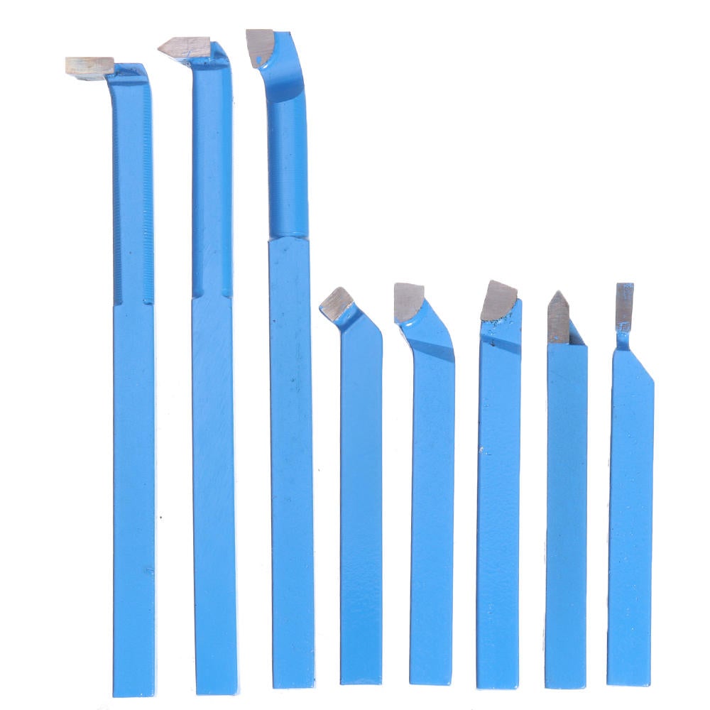 8Pcs Welding CNC Lathe Cutting Tool 8mm/10mm/12mm Carbide Turning Tool Set with Wooden Box