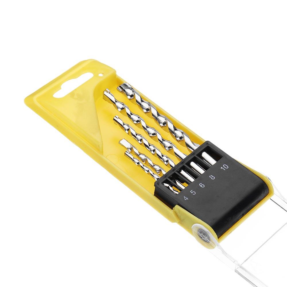 5pcs 4/5/6/8/10mm Straight Impact Drill Round Shank Cement Wall Twist Drill Bit Set