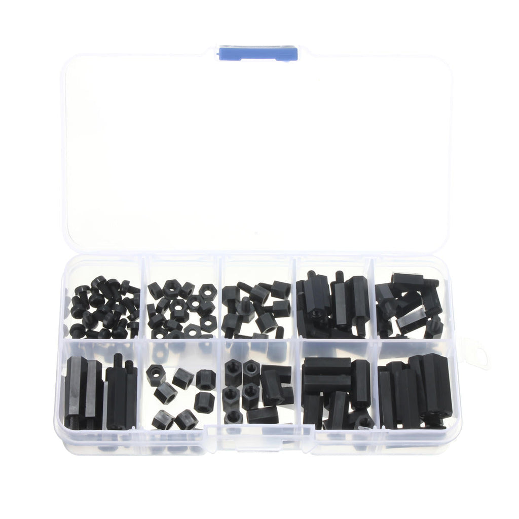 M3NH7 120Pcs M3 Nylon Screw Black/White Hex Screw Nut PCB Standoff Spacer Assortment Kit