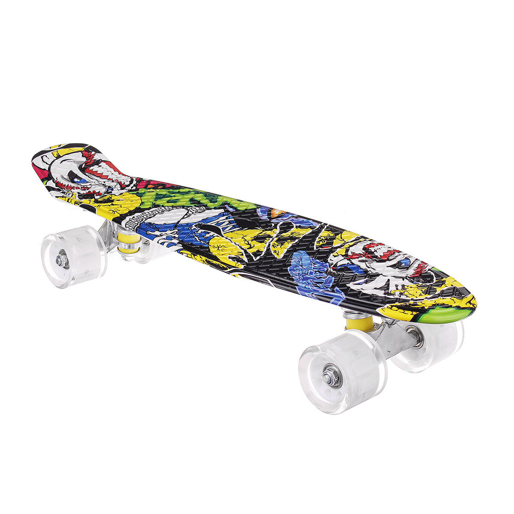 22" Junior Youth Skateboard Mini Standard Skate board with High Rebound LED Flashing PU Wheels