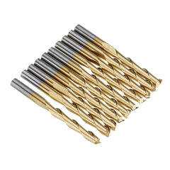 10pcs 3.175mm Shank Titanium Coated Spiral Flat End Milling Cutter Two Flute CNC
