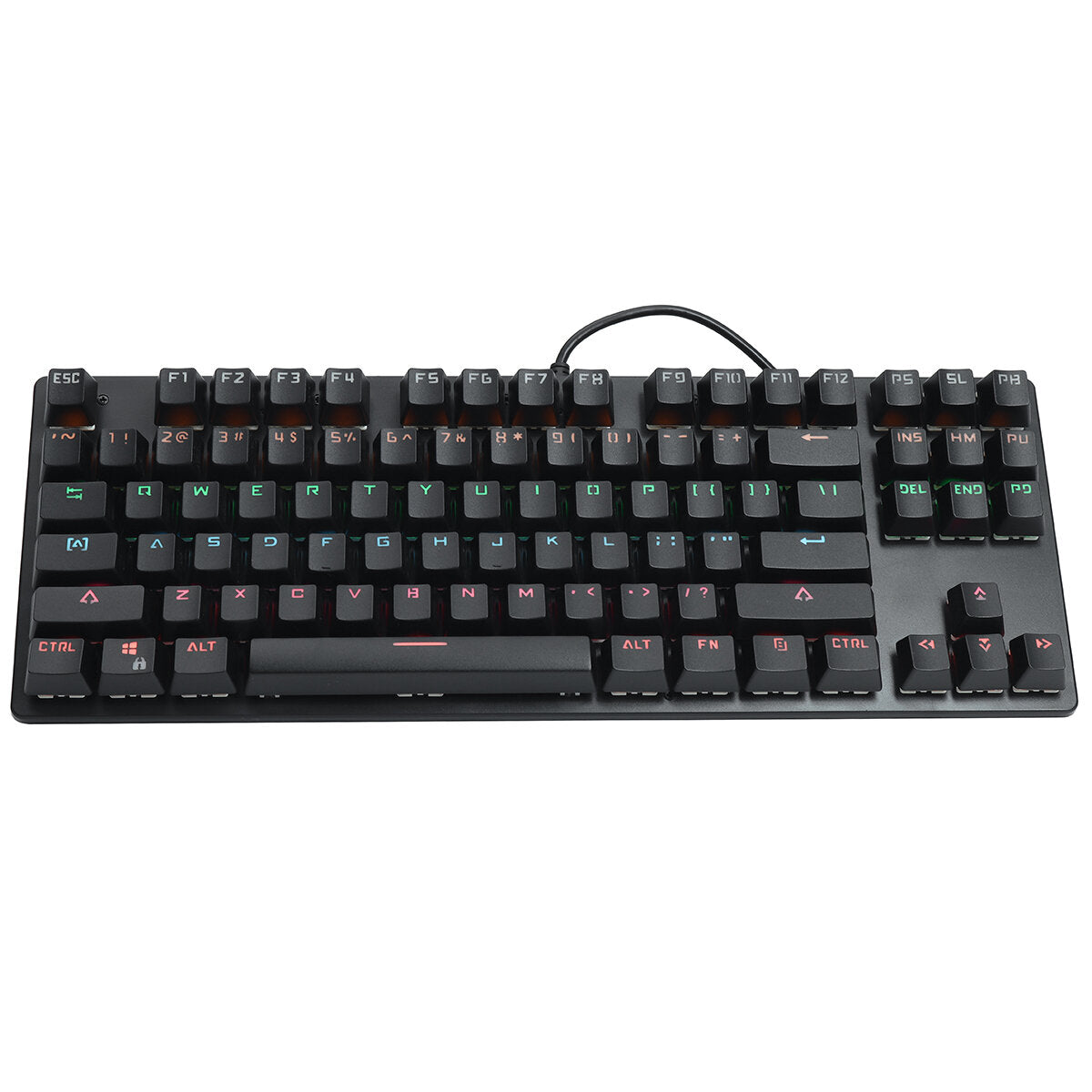 Wired Mechanical Keyboard 87 Keys Hot Swappable Blue Switch Suspended Keycaps RGB Backlit Gaming Keyboard with Supplement Blue Switches Keycap Puller