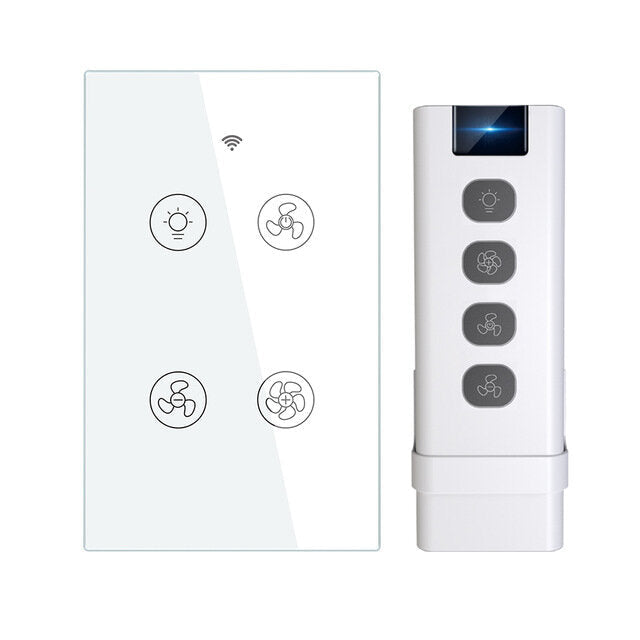 WiFi RF Smart Ceiling Fan Light Switch 2/3 Way Control Smart Life/Tuya APP RF Remote Speed Control Work with Alexa Google Home