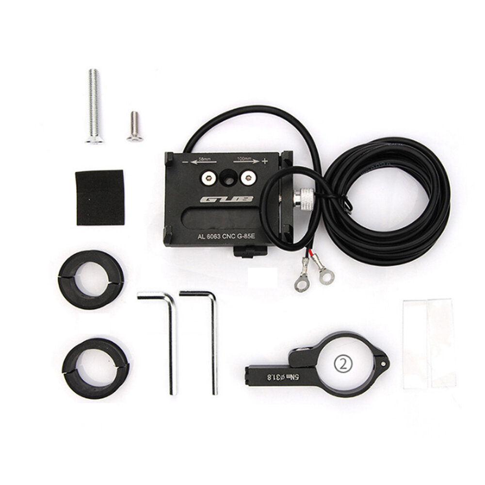 Rechargeable Bike Phone Mount Aluminum Alloy 58-100mm Width 4-6.7inch Phone Bicycle Motorcycle Phone Holder
