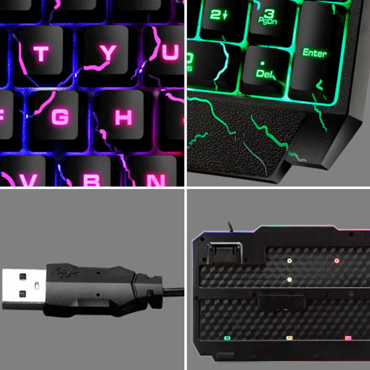 104 Keys Wired Keyboard & Mouse Set 4D RGB Backlight Gaming Keyboard 1600DPI Ergonomic Mouse