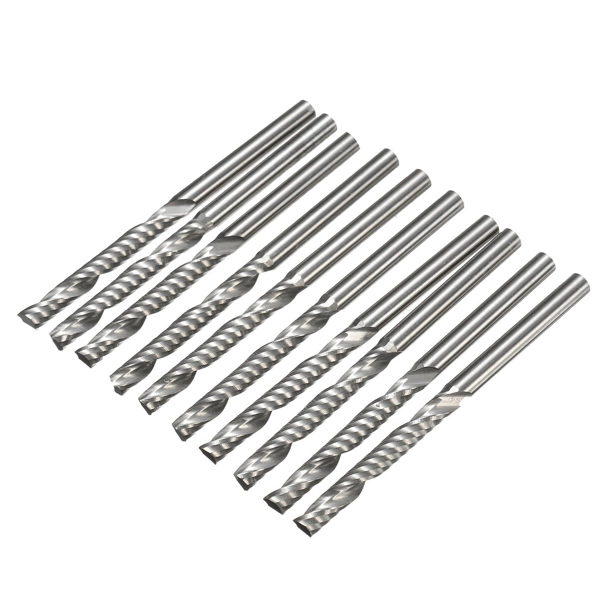 10pcs 1/8 Inch Shank End Mill Cutter 1 Flute Carbide Spiral Milling Cutter