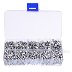 M3SH9 700Pcs M3 304 Stainless Steel Machine Screw Hex Socket Flat&Button Head Bolt Assortmen