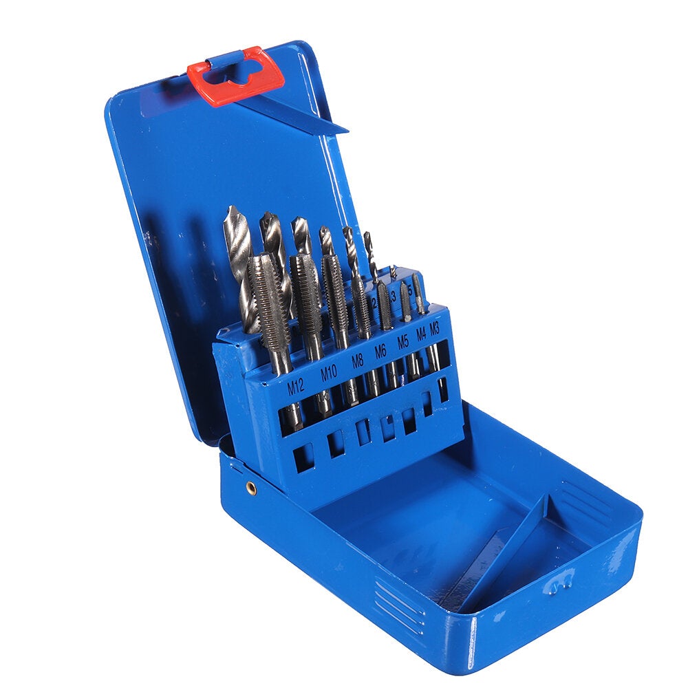 14PCS HSS Metric M3-M12 Screw Tap and Drill Set with Metal Case Combination Drill and Tap Set