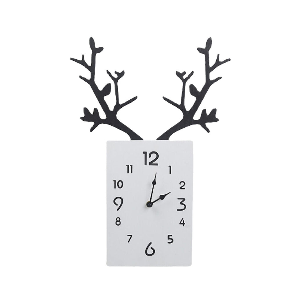 50 x 35cm Simple Wooden Antler Wall Clock Roman Numerals Wall Home Office Decor