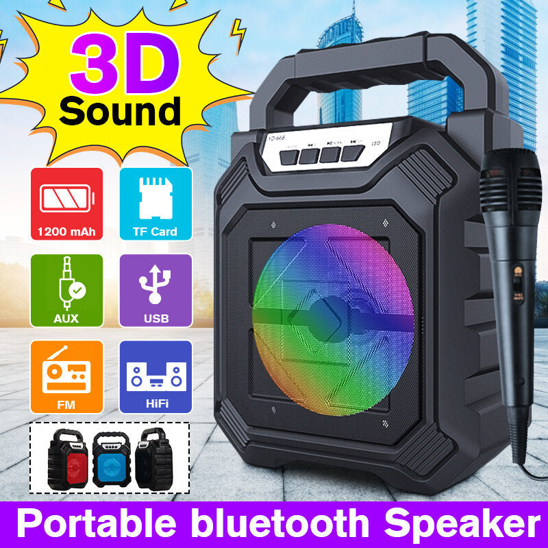 Outdoor Portable Wireless Bluetooth Speaker With Mic FM Radio Stereo Waterproof Soundbox Support AUX/USB/TF/FM