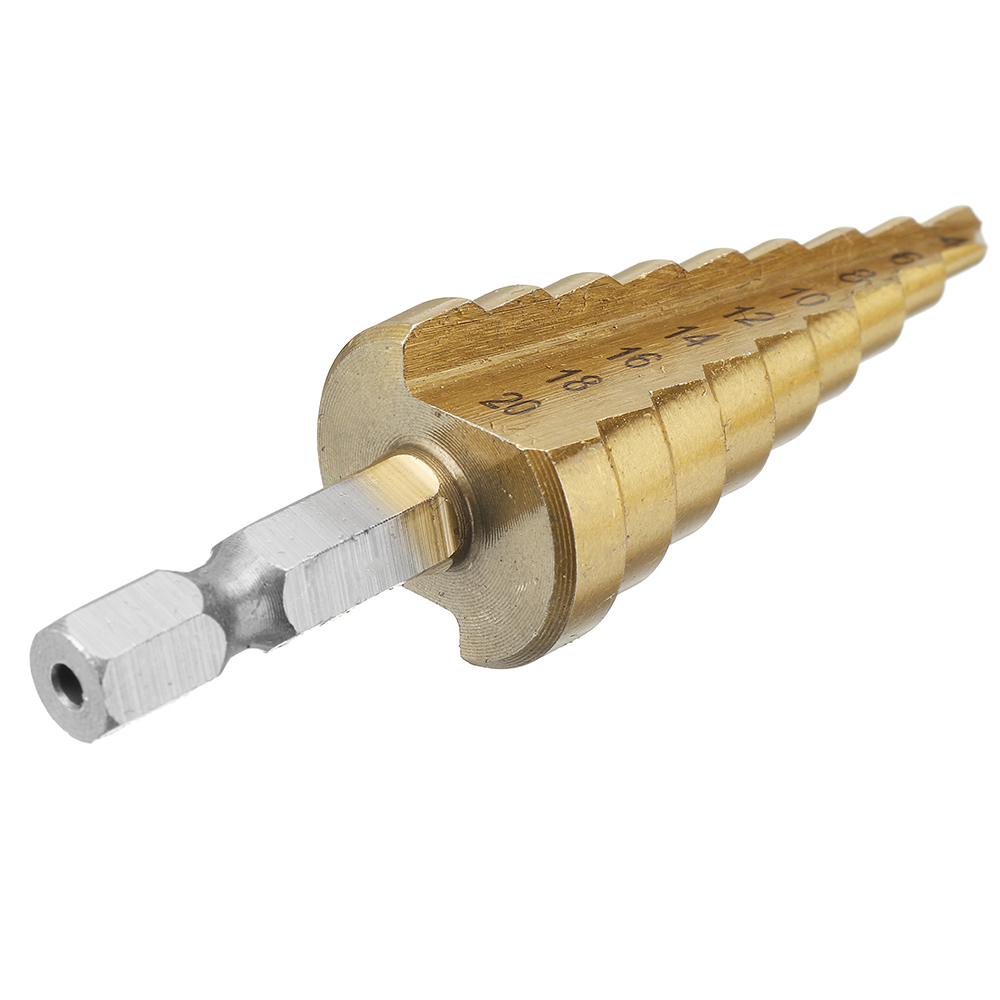 4-piece Set Includes 6mm Capped Center Punch Locator and 3pcs HSS Hexagonal Shank Step Drill