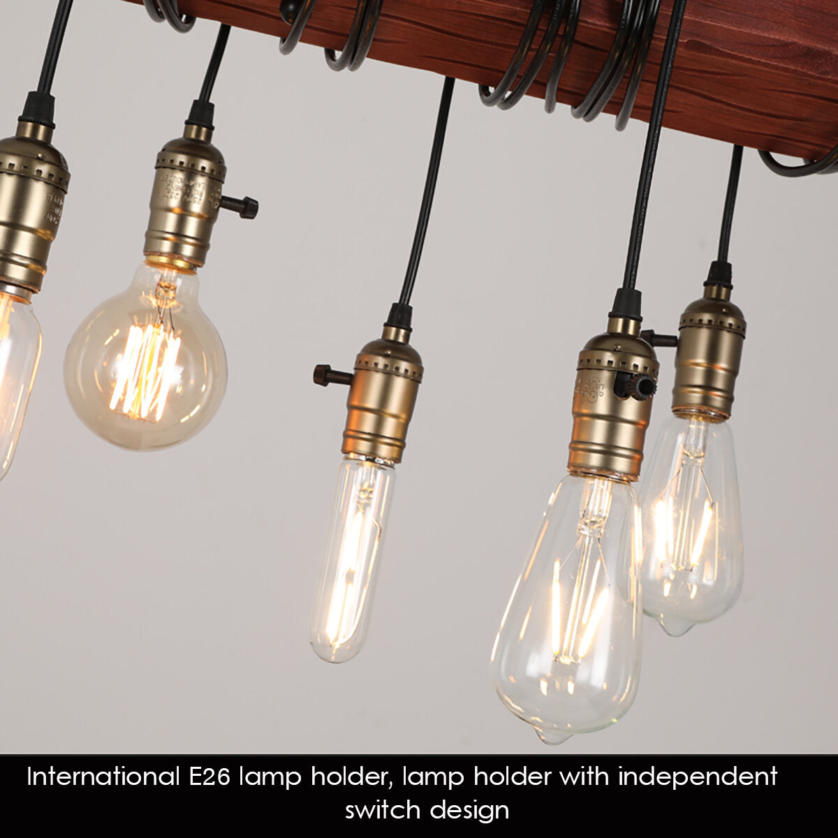 Light Wooden Chandelier Industry Restaurant Pendant Lamp Art Ceiling Decor AC110-240V