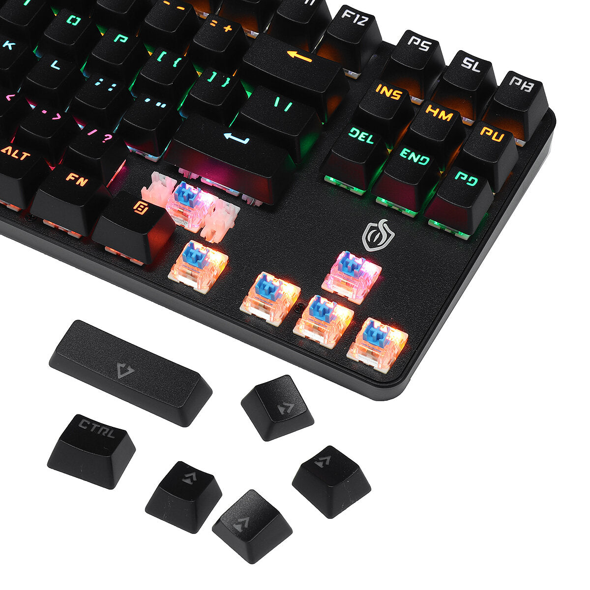Wired Mechanical Gaming Keyboard 87-Key 87% TKL Layout Suspended Keycaps Hot Swappable RGB Backlit Mechanical with Supplement Switches Keycap Puller
