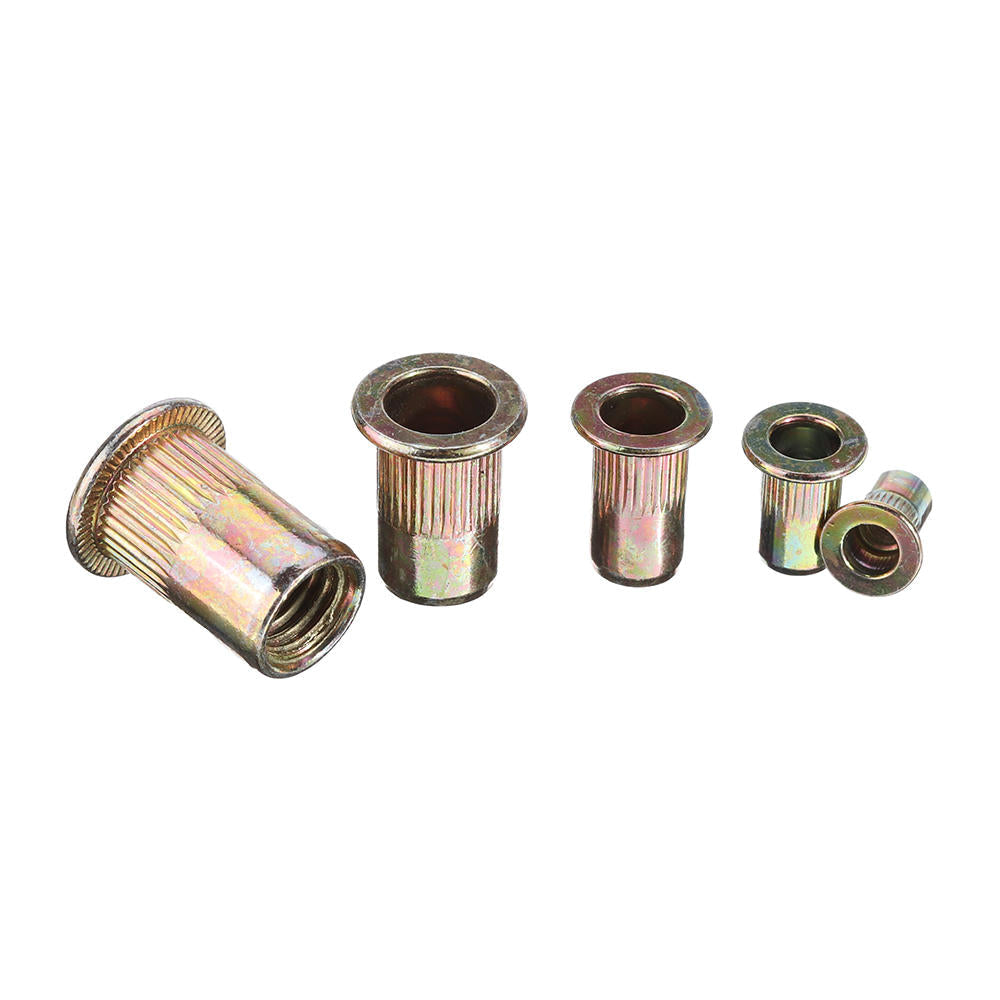 165Pcs M3/M4/M5/M6/M8/M10/12 Zinc Plated Rivet Nut Threaded Countersunk Head Insert Nut Tool Kits