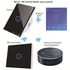 Smart WIFI Touch Wall Switch Panel EU Standard Remote Control Works with Amazon Alexa Google Home