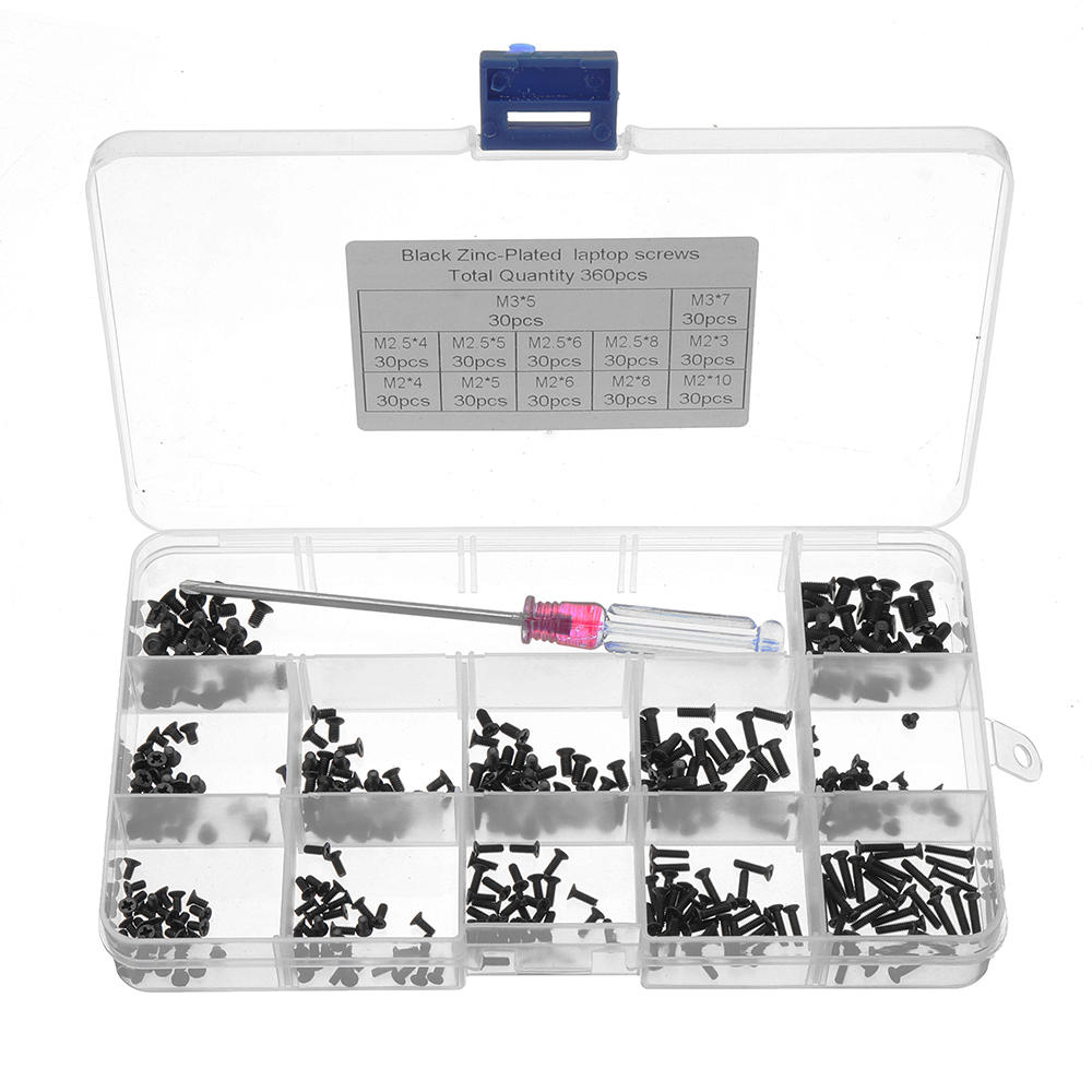 360Pcs M2 M2.5 M3 Mini P hillips Screw Flat Head Zinc-Plated Electronic Notebook Laptop Repair Screws Kit